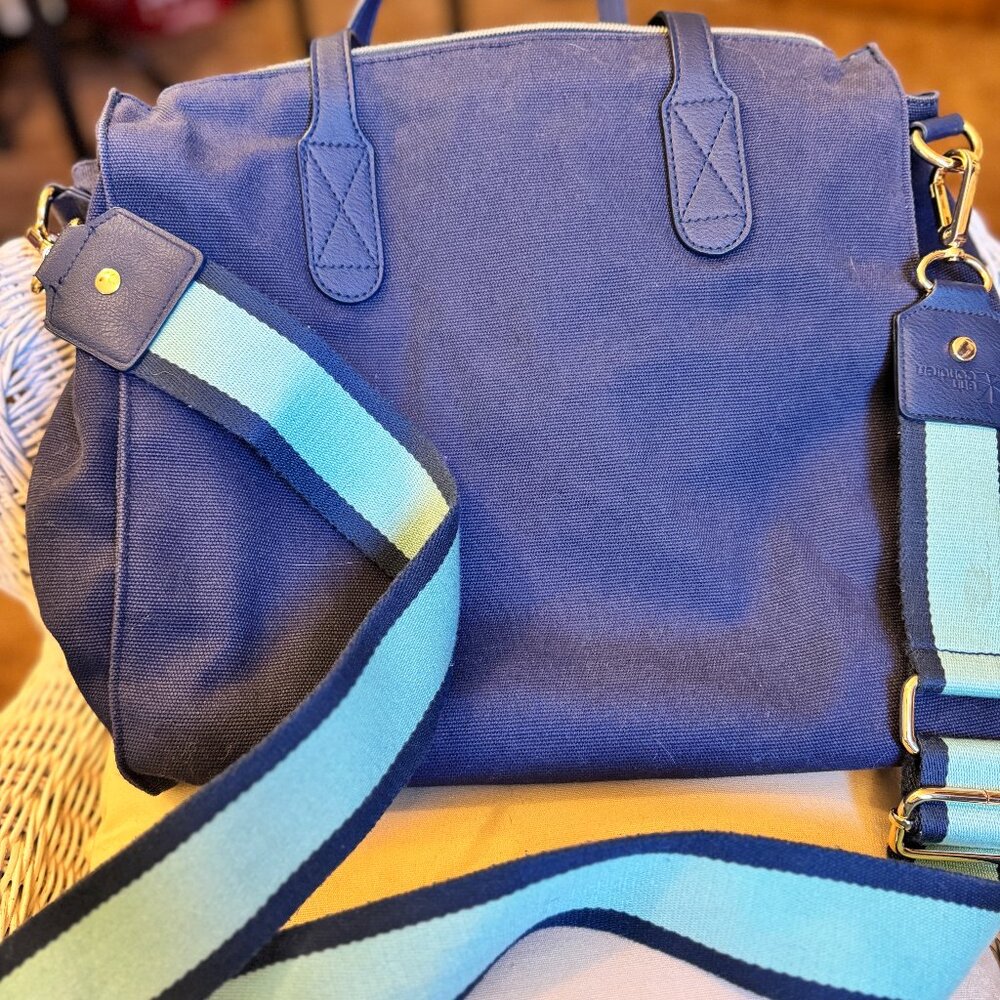 Navy Canvas Crossbody Tote (Large)